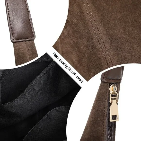 Suede Bag for Women,Suede Tote Bag,Suede Hobo Bags,Suede Handbag,Suede Slouchy S - Picture 3 of 7